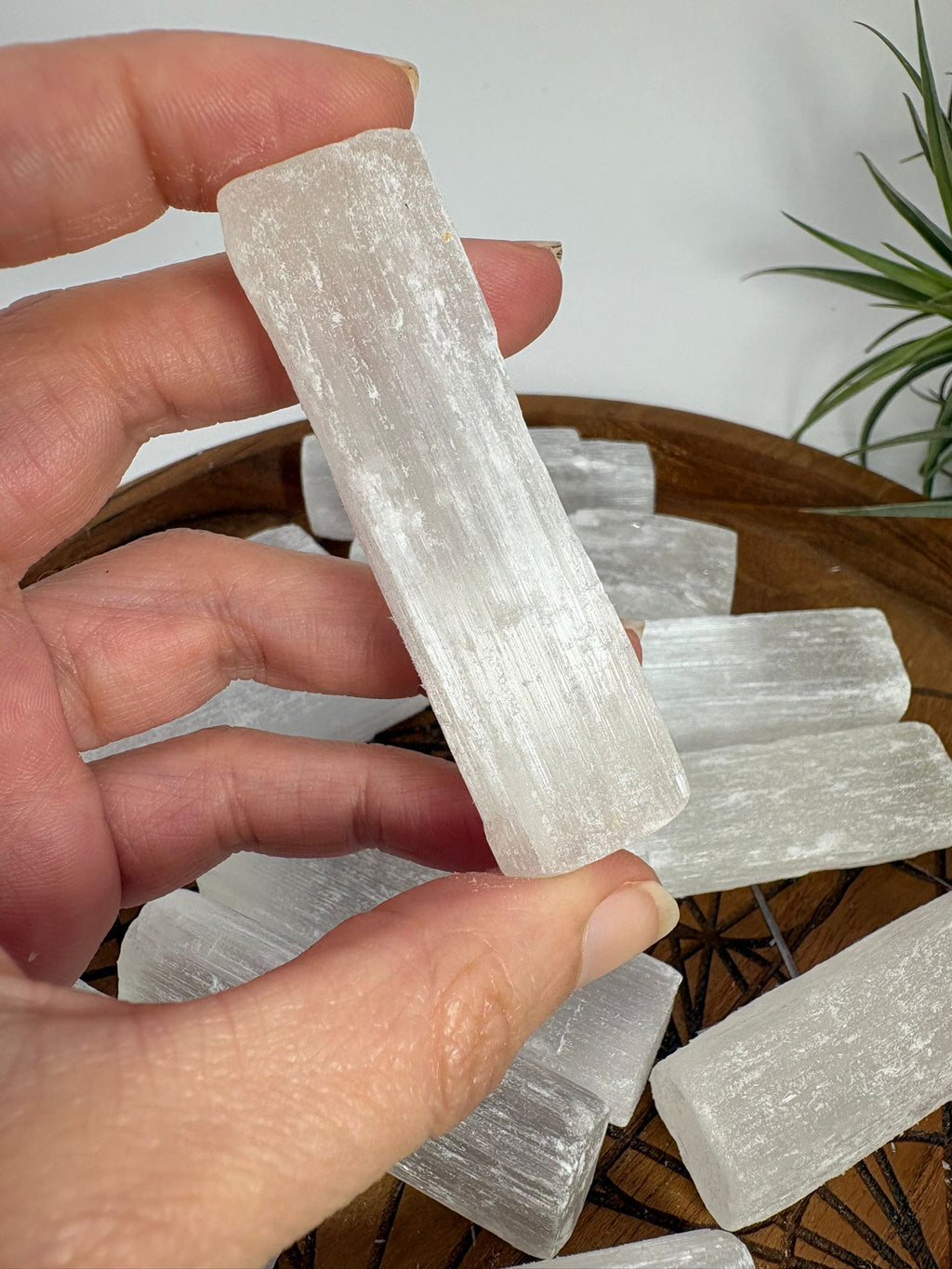 Barra de selenita natural pequeñas para limpieza energética, meditación