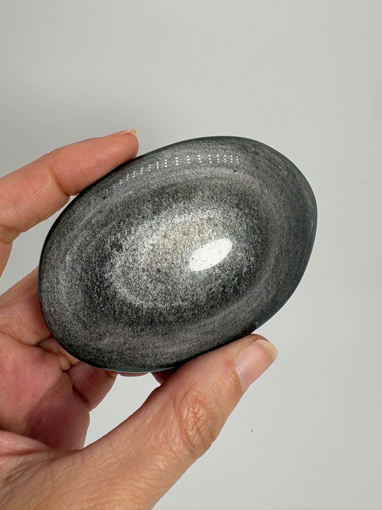 Palmstone obsidiana plateada