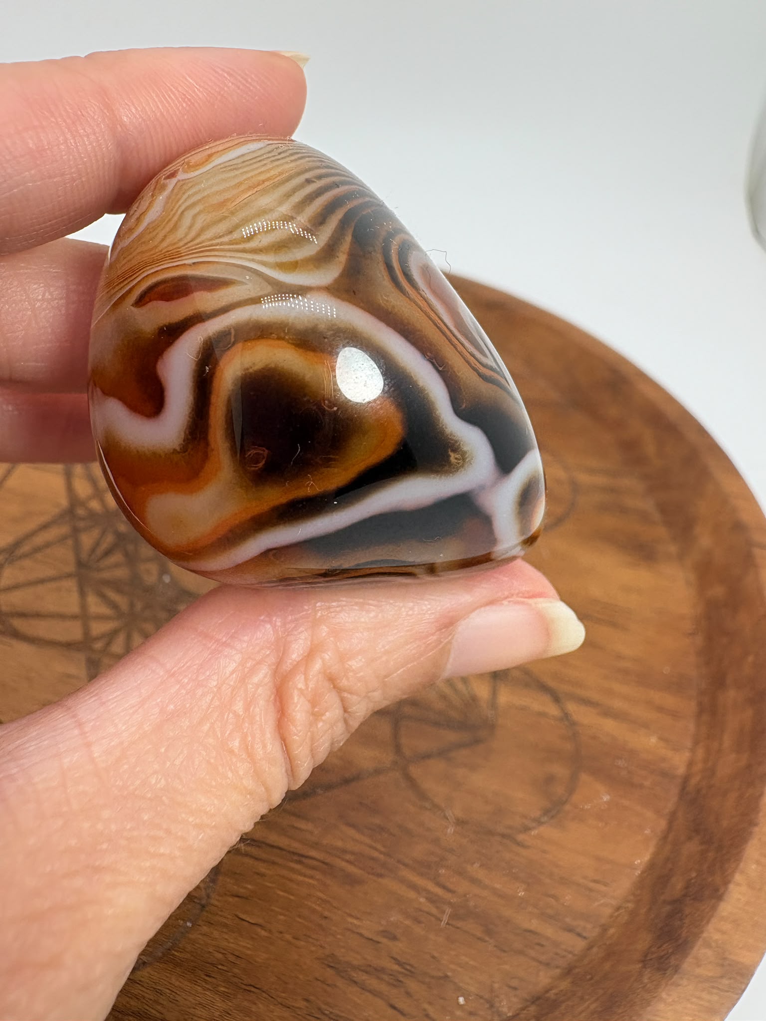 
Ágata Sardónice natural de Madagascar, pulida y de pieza única. Descubre sus elegantes bandas naturales y añade un mineral exclusivo a tu colección.