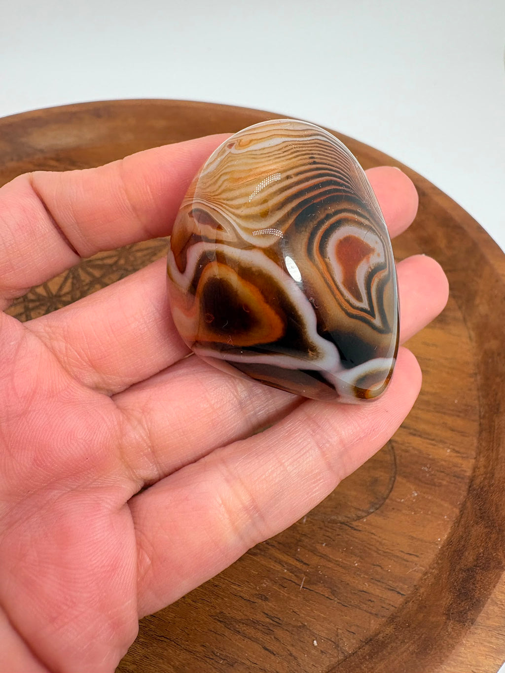 
Ágata Sardónice natural de Madagascar, pulida y de pieza única. Descubre sus elegantes bandas naturales y añade un mineral exclusivo a tu colección.