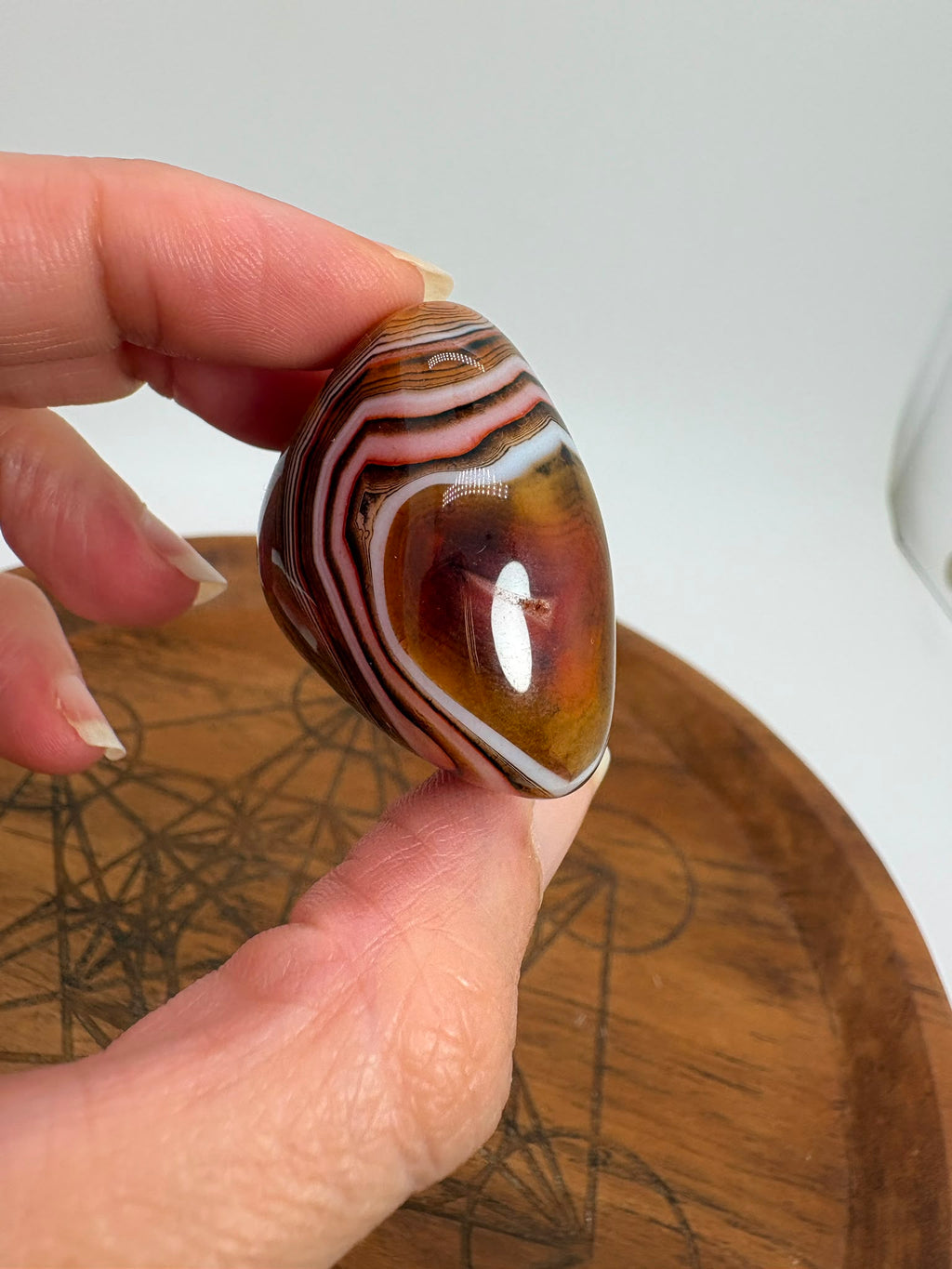
Ágata Sardónice natural de Madagascar, pulida y de pieza única. Descubre sus elegantes bandas naturales y añade un mineral exclusivo a tu colección.