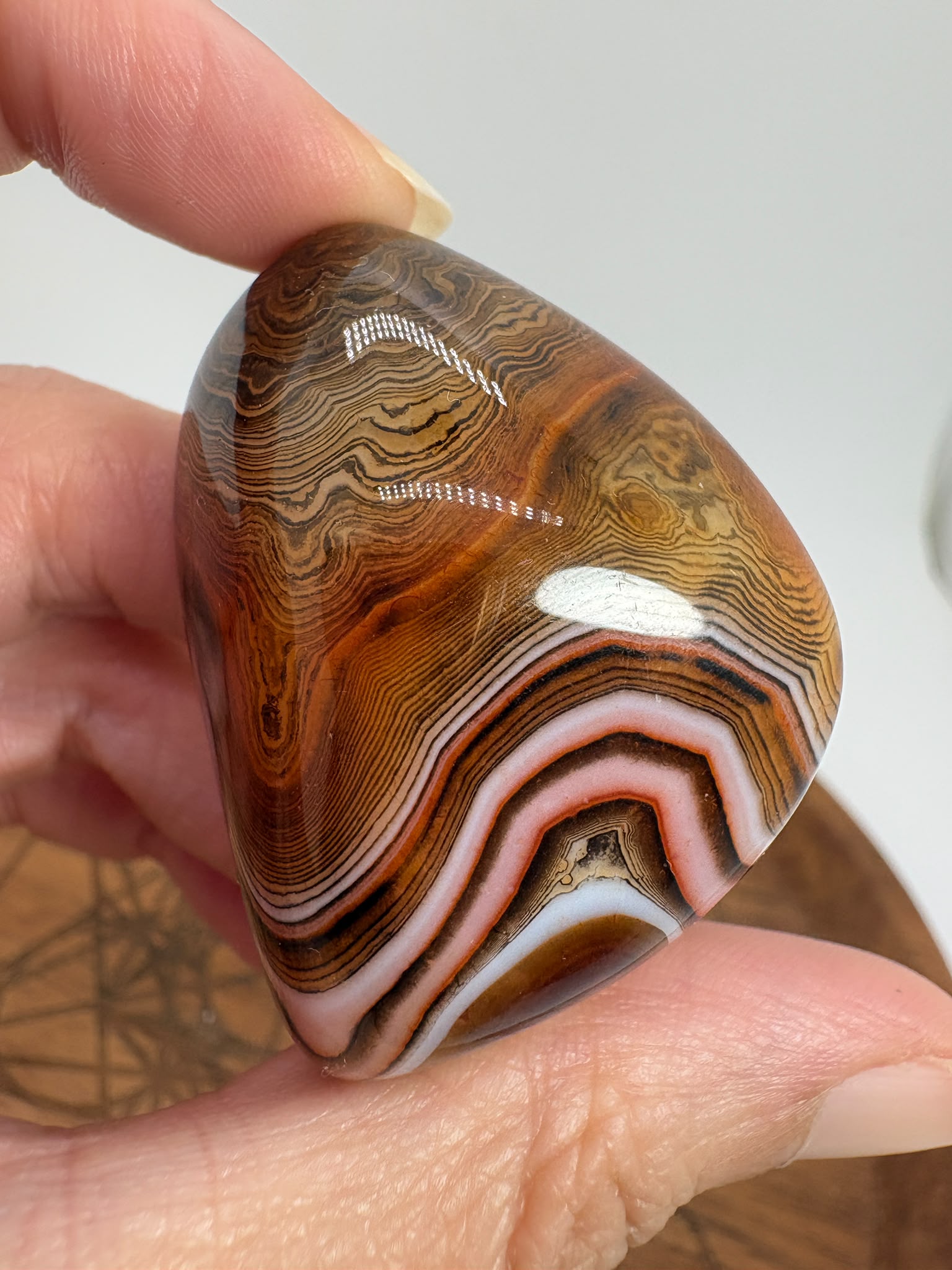 
Ágata Sardónice natural de Madagascar, pulida y de pieza única. Descubre sus elegantes bandas naturales y añade un mineral exclusivo a tu colección.