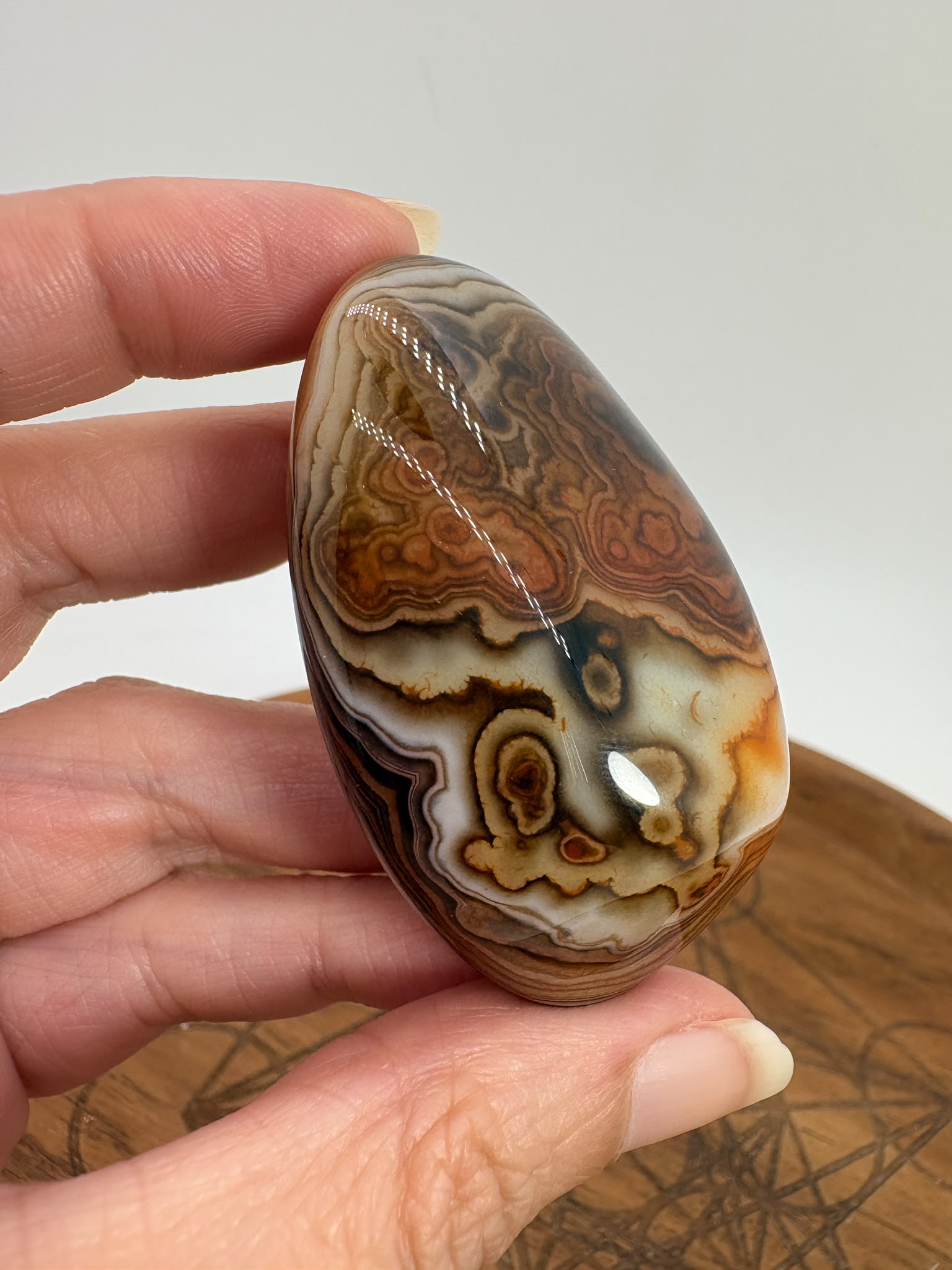 
Ágata Sardónice natural de Madagascar, pulida y de pieza única. Descubre sus elegantes bandas naturales y añade un mineral exclusivo a tu colección.