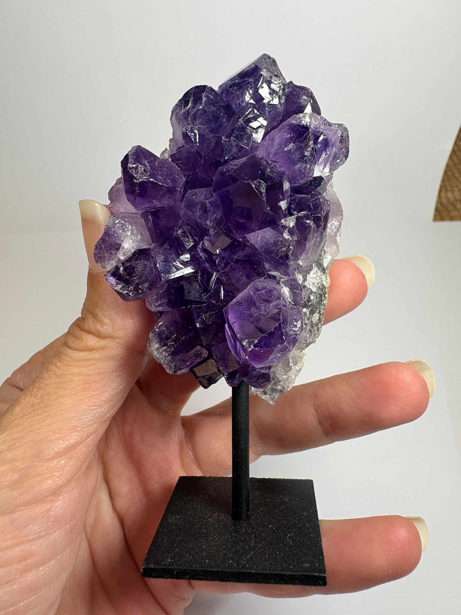Drusa de amatista natural de intenso color violeta, con cristales brillantes y excelente calidad. Pieza única ideal para decoración, colección o regalo. Compra online con envío seguro.