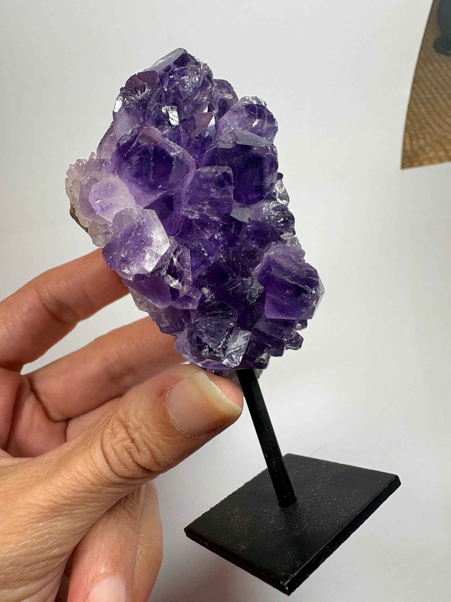 Drusa de amatista natural de intenso color violeta, con cristales brillantes y excelente calidad. Pieza única ideal para decoración, colección o regalo. Compra online con envío seguro.