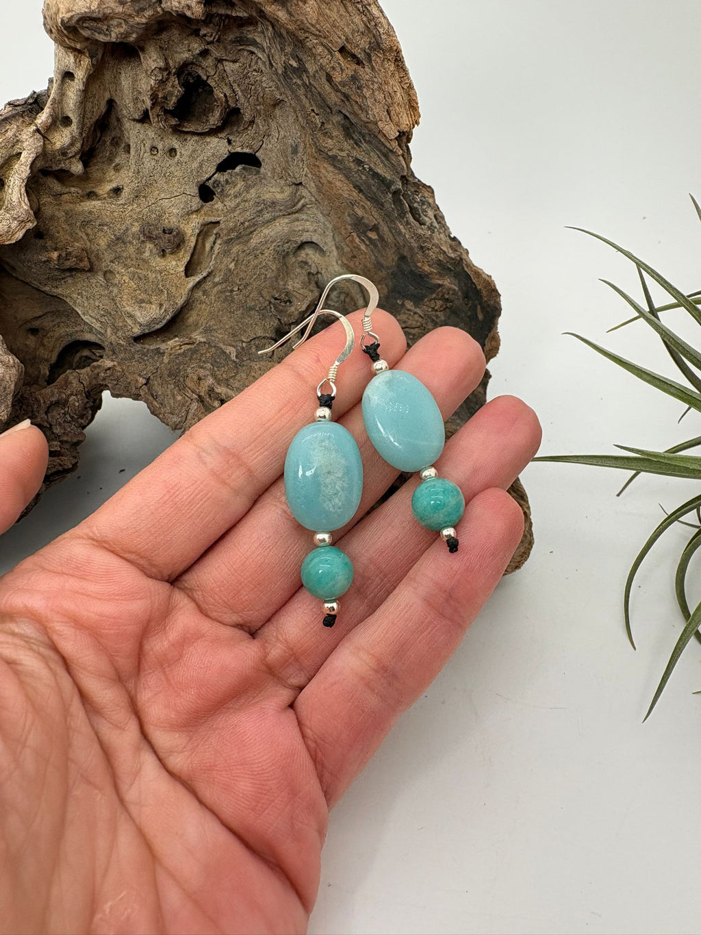 Pendientes amazonita en plata de ley