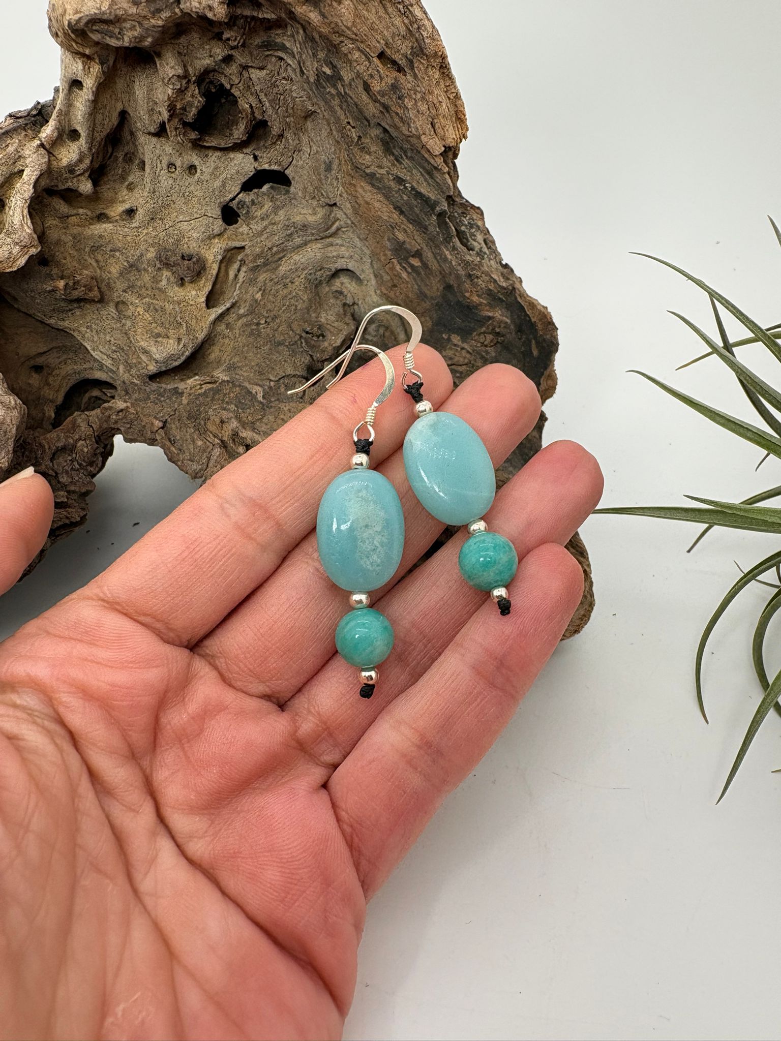 Pendientes amazonita en plata de ley