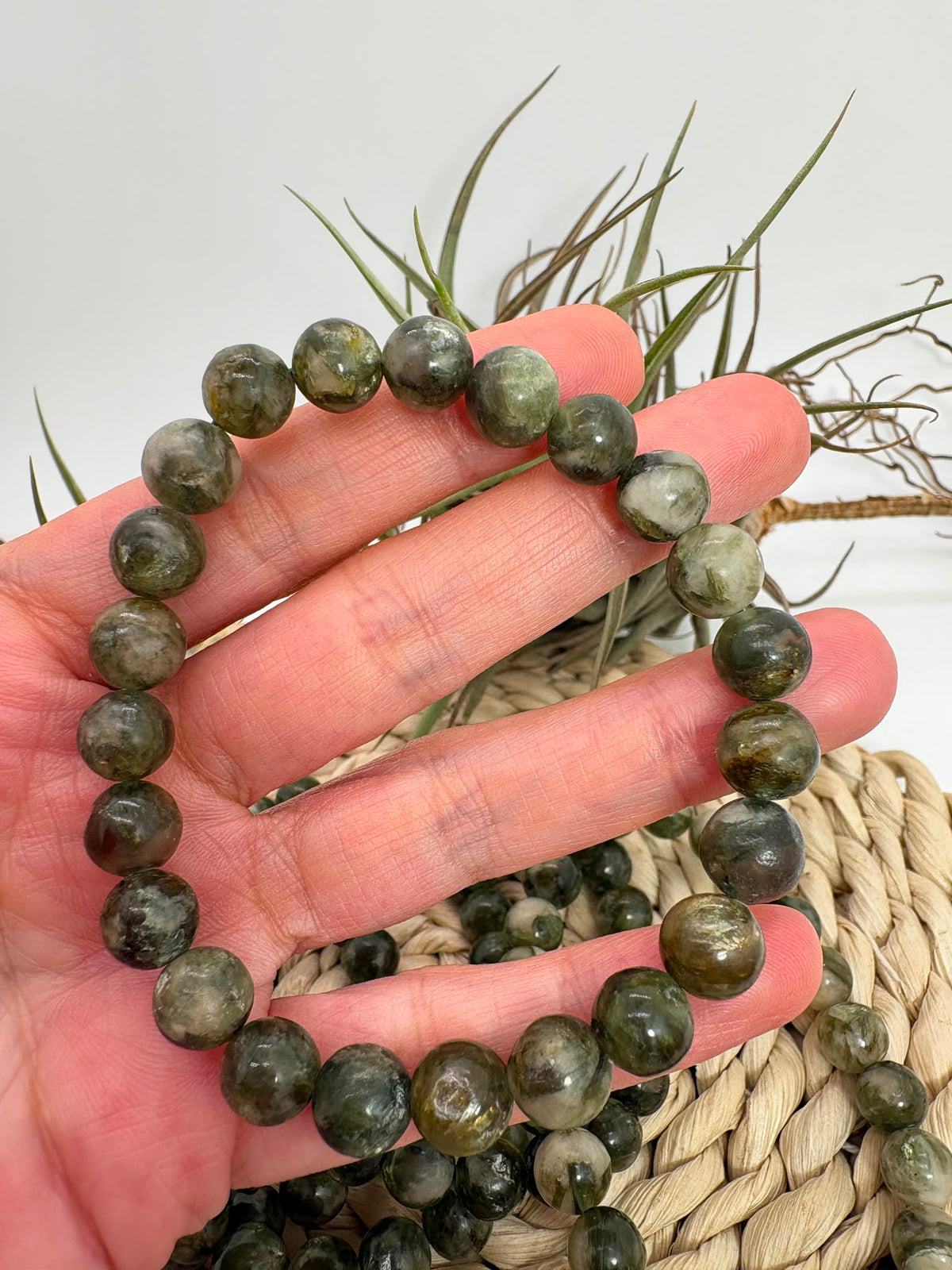 Pulsera de mica verde natural 8mm