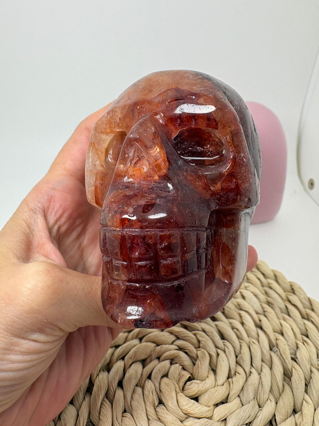 Calavera de cuarzo fuego