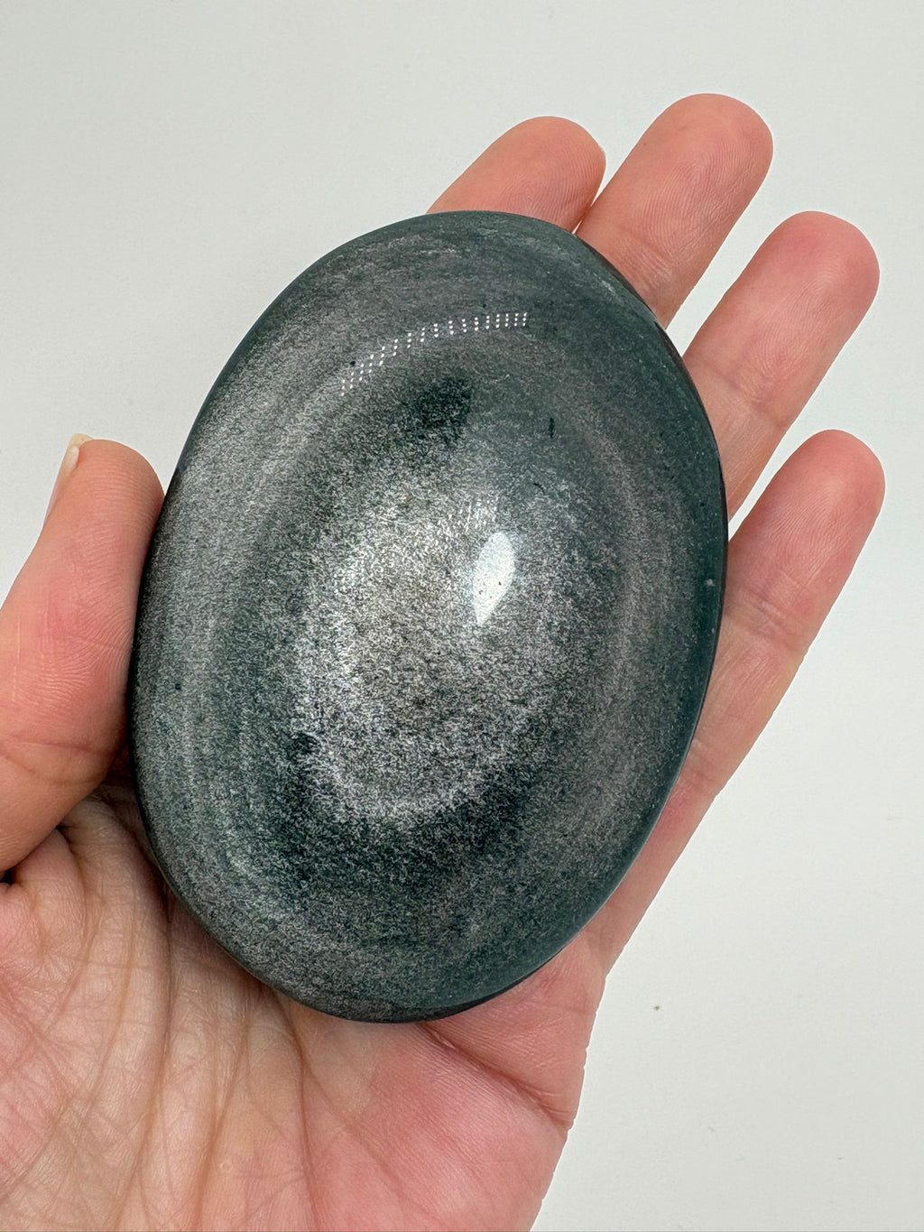 Palmstone obsidiana plateada