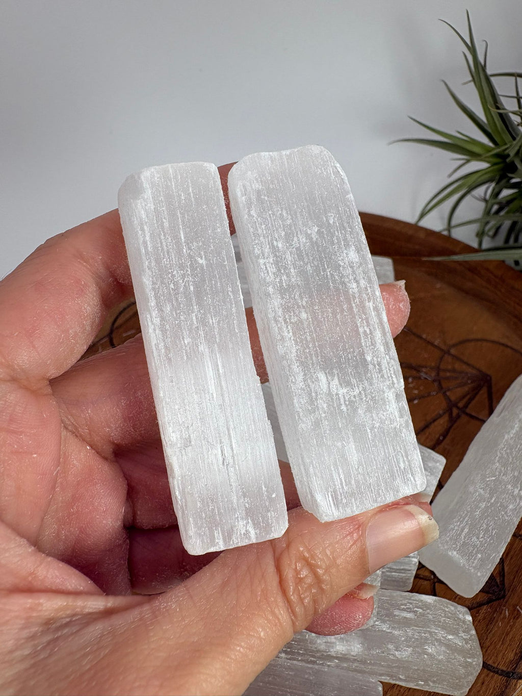 Barra de selenita natural pequeñas para limpieza energética, meditación