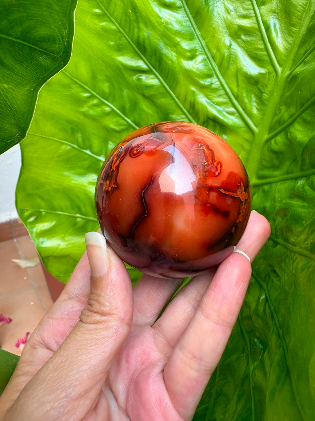 Esfera de ágata cornalina natural