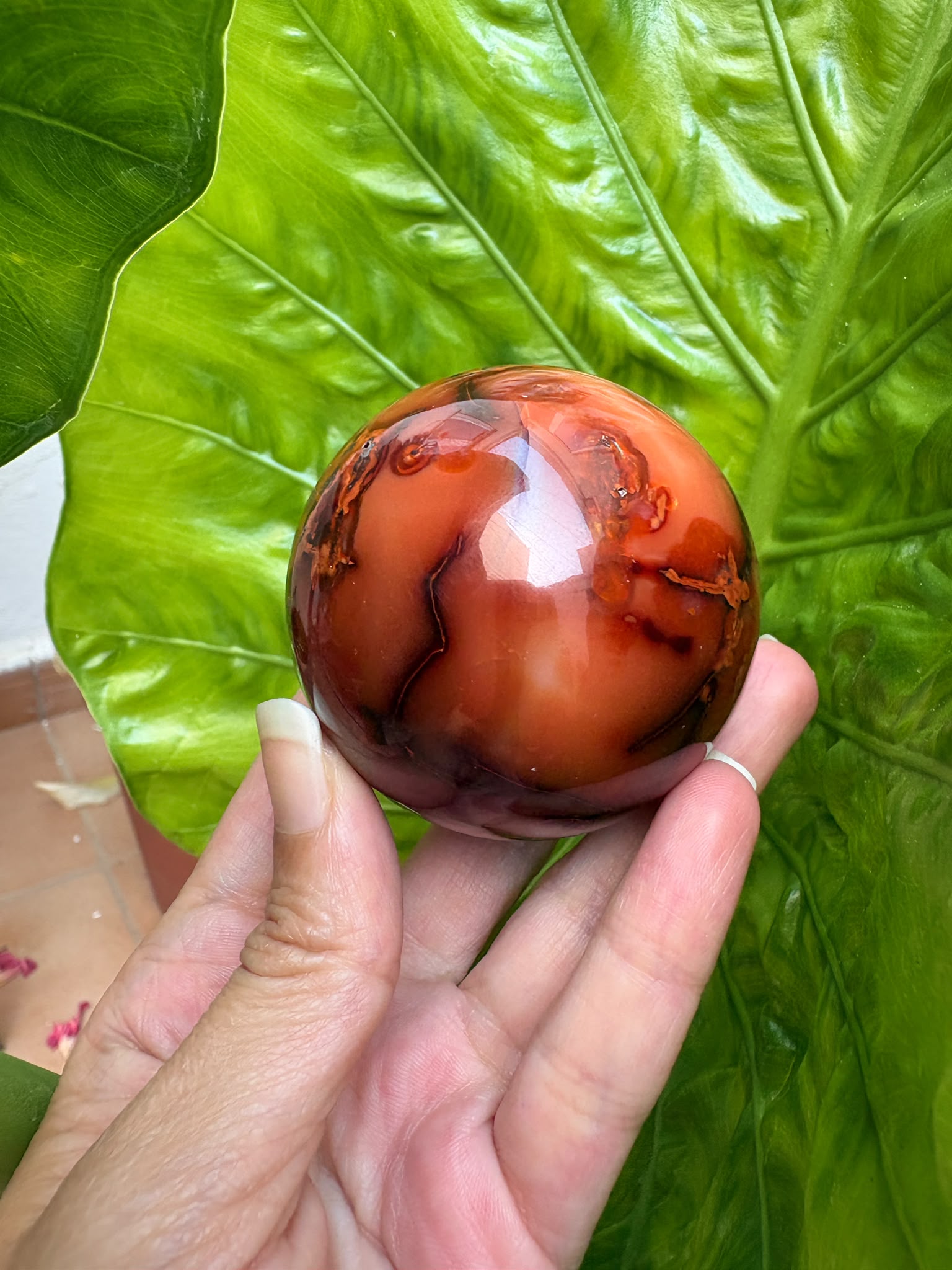 Esfera de ágata cornalina natural
