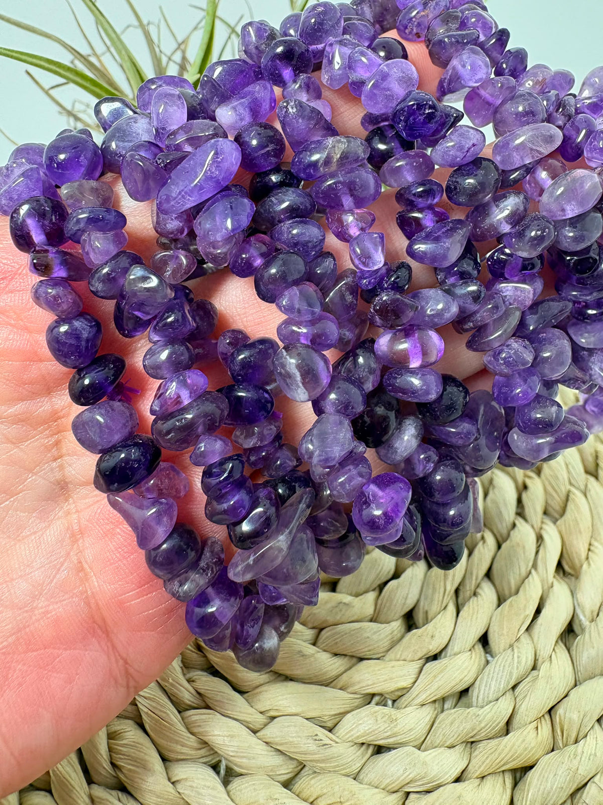 Pulsera de amatista con chips pulidos