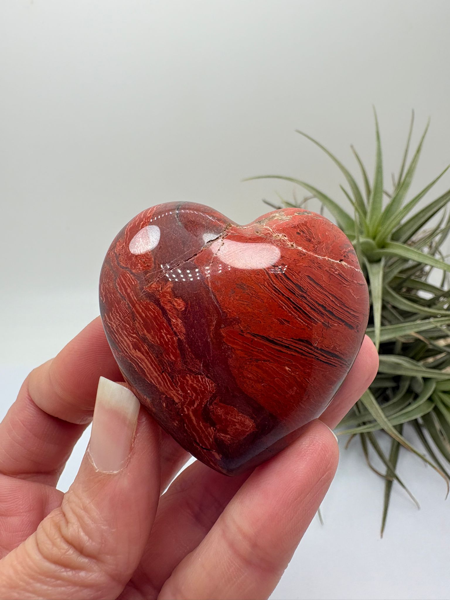 Corazón de jaspe brecha natural ideal para protección, equilibrio y energía. Mineral único en forma de corazón perfecto para regalar o coleccionar.