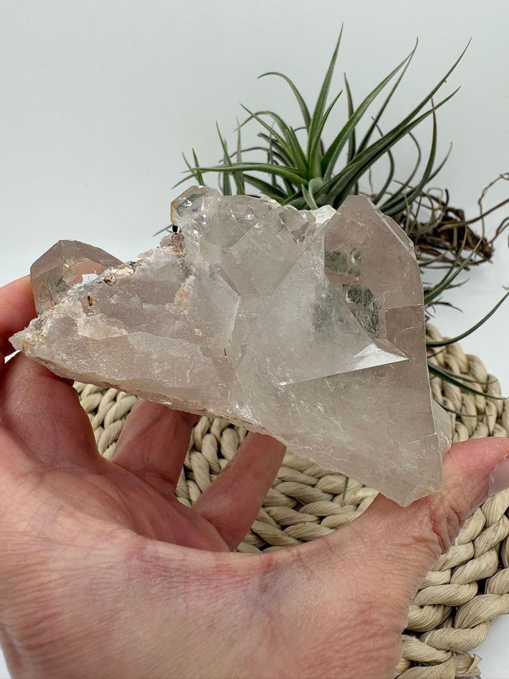 Cuarzo chamánico con inclusiones tipo jardín en su interior. Pieza única con energía profunda, ideal para conexión espiritual y meditación.