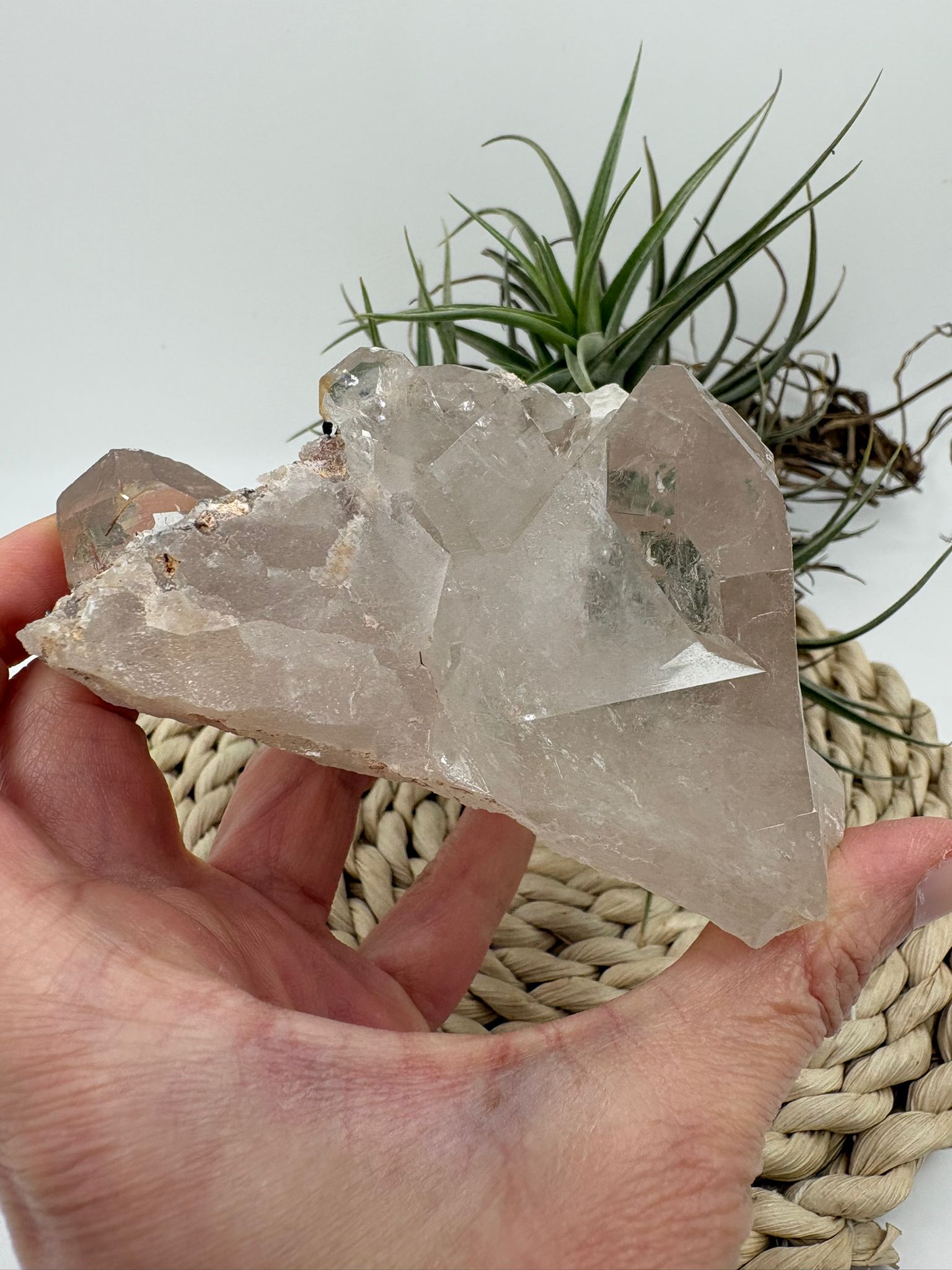 Cuarzo chamánico con inclusiones tipo jardín en su interior. Pieza única con energía profunda, ideal para conexión espiritual y meditación.