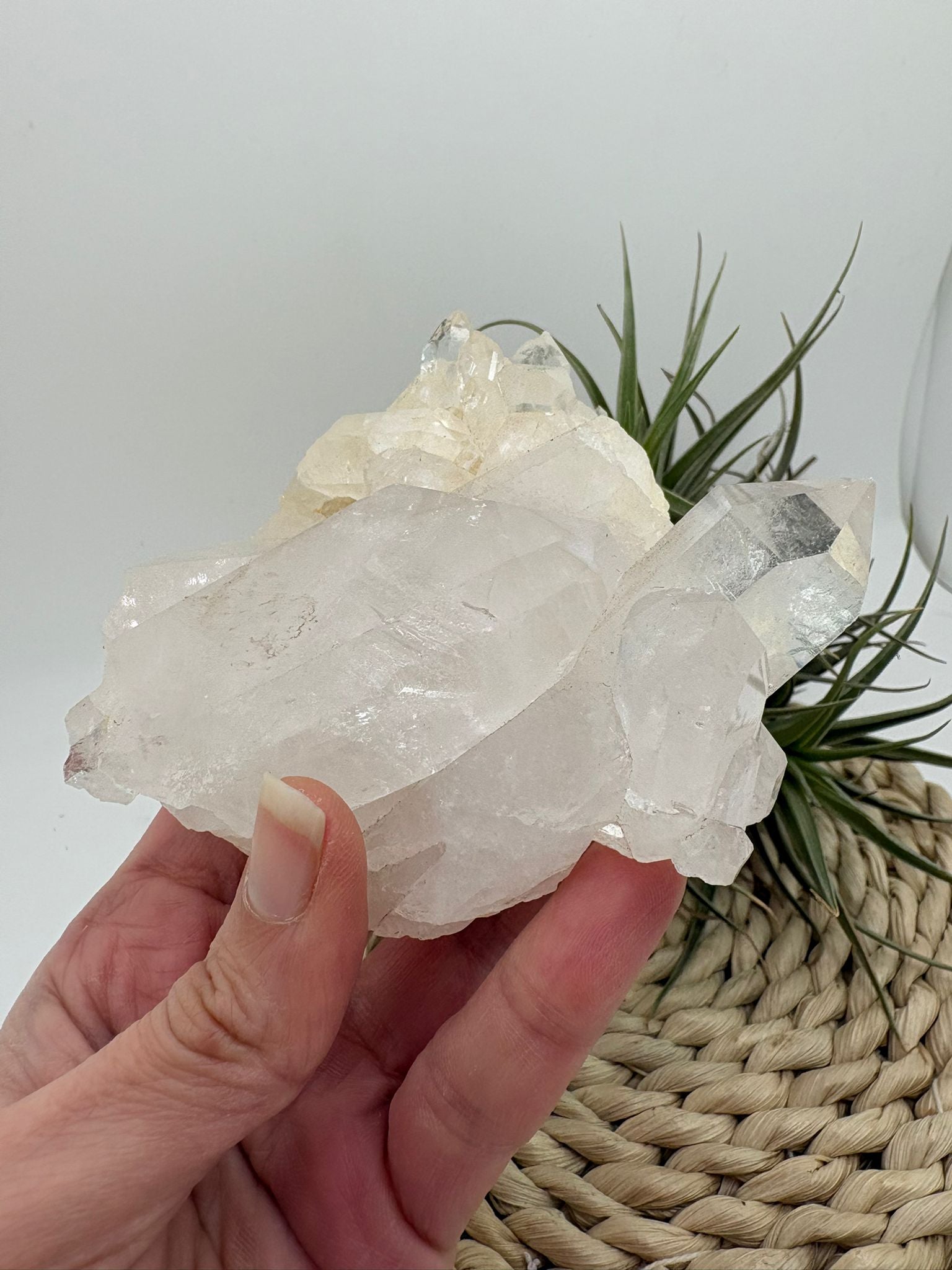 Cuarzo natural en bruto, pieza única con energía pura. Ideal para meditación, decoración y equilibrio energético. Descubre su belleza natural.