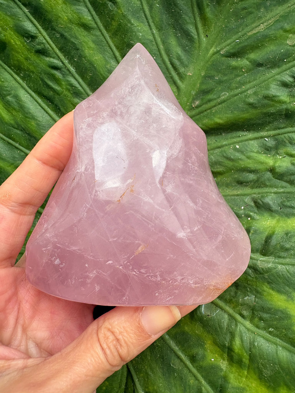 Descubre esta llama de cuarzo rosa natural de Brasil, de delicado tono rosado y acabado pulido. Una pieza especial para decorar o acompañar tu meditación.