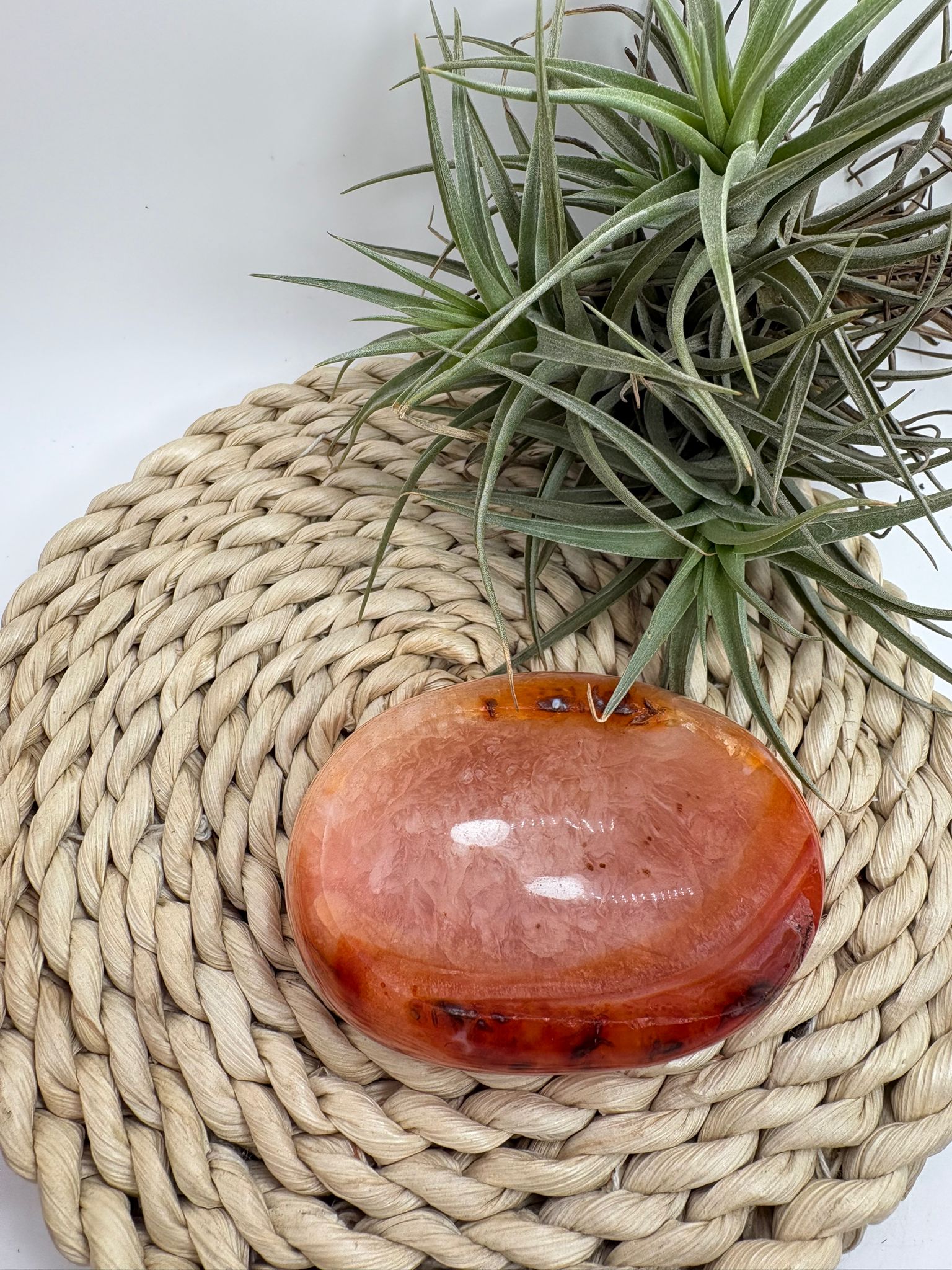 Cuenco de cornalina natural, pieza única ideal para aportar energía, vitalidad y armonía. Perfecto para decorar o colocar tus minerales.