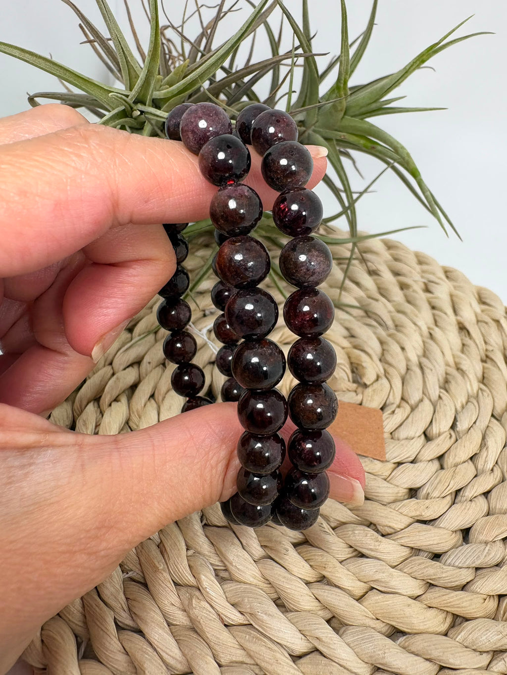 Pulsera de granate elástica de bolitas 7mm
