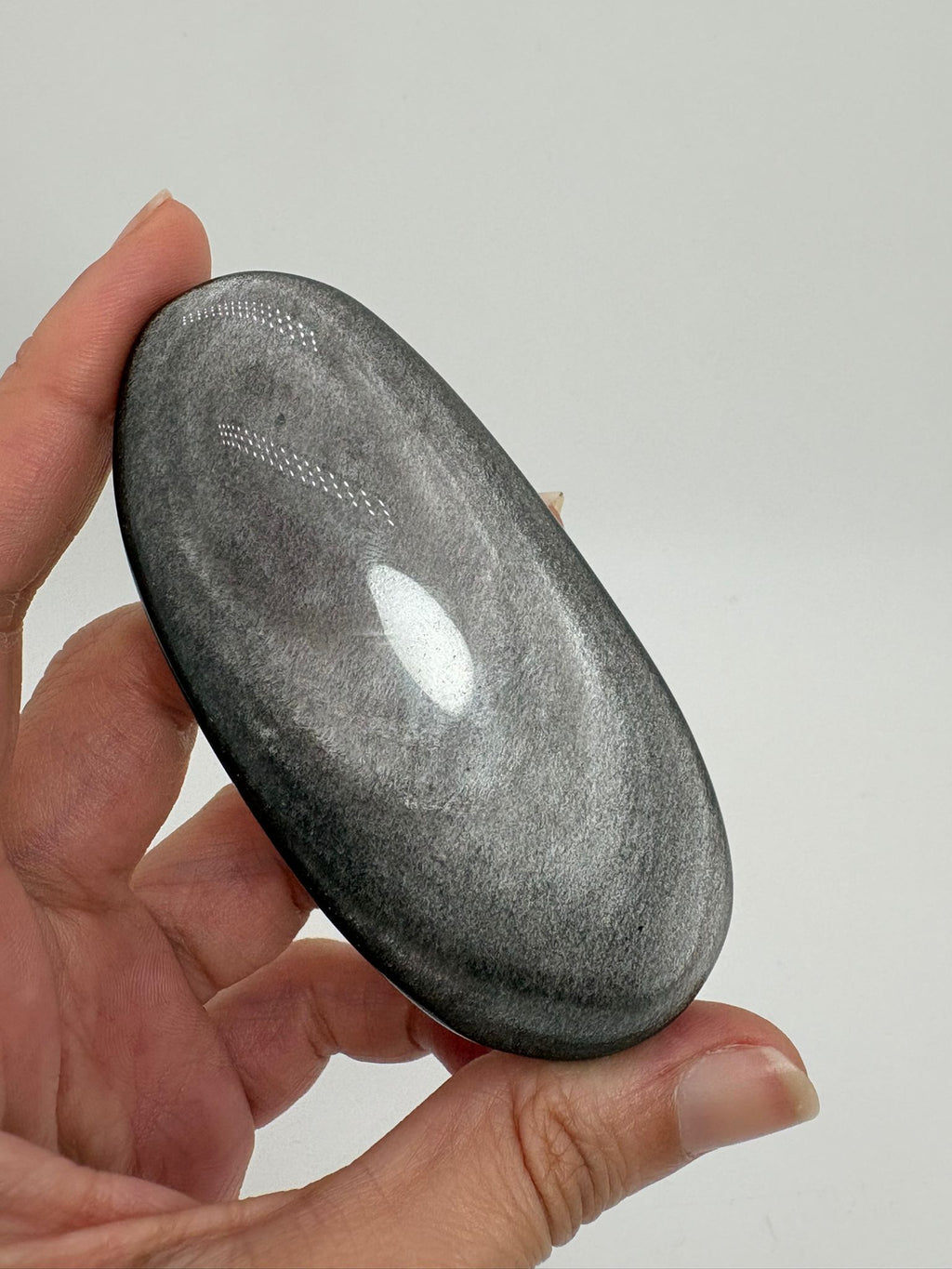 Palmstone obsidiana plateada