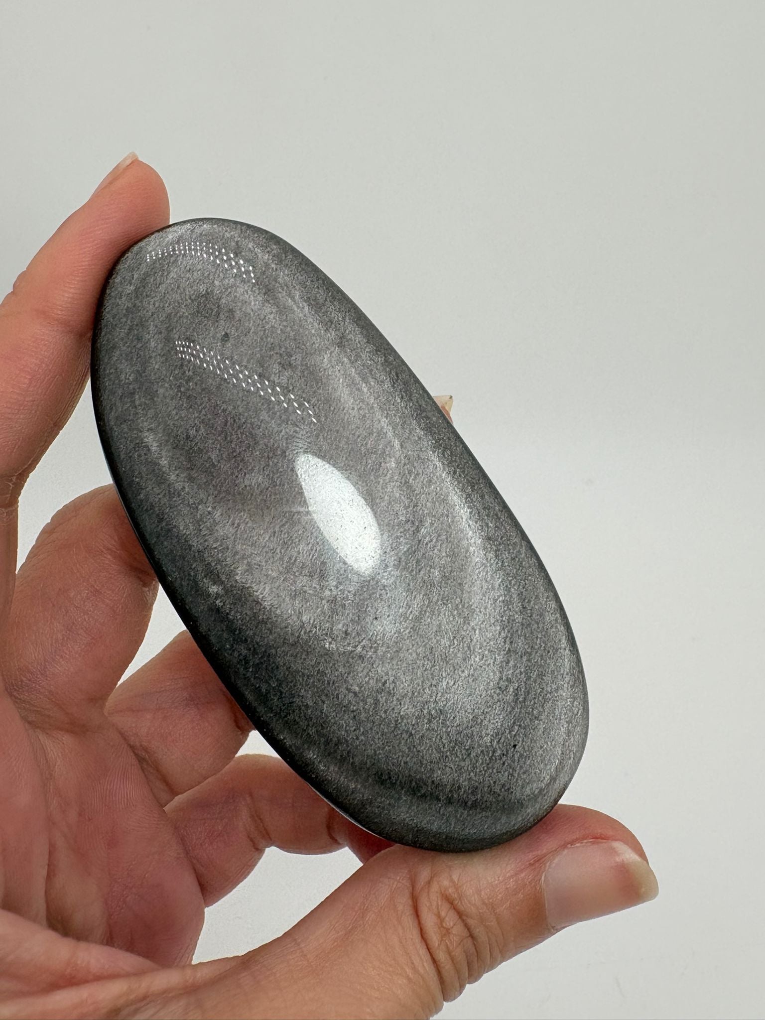 Palmstone obsidiana plateada