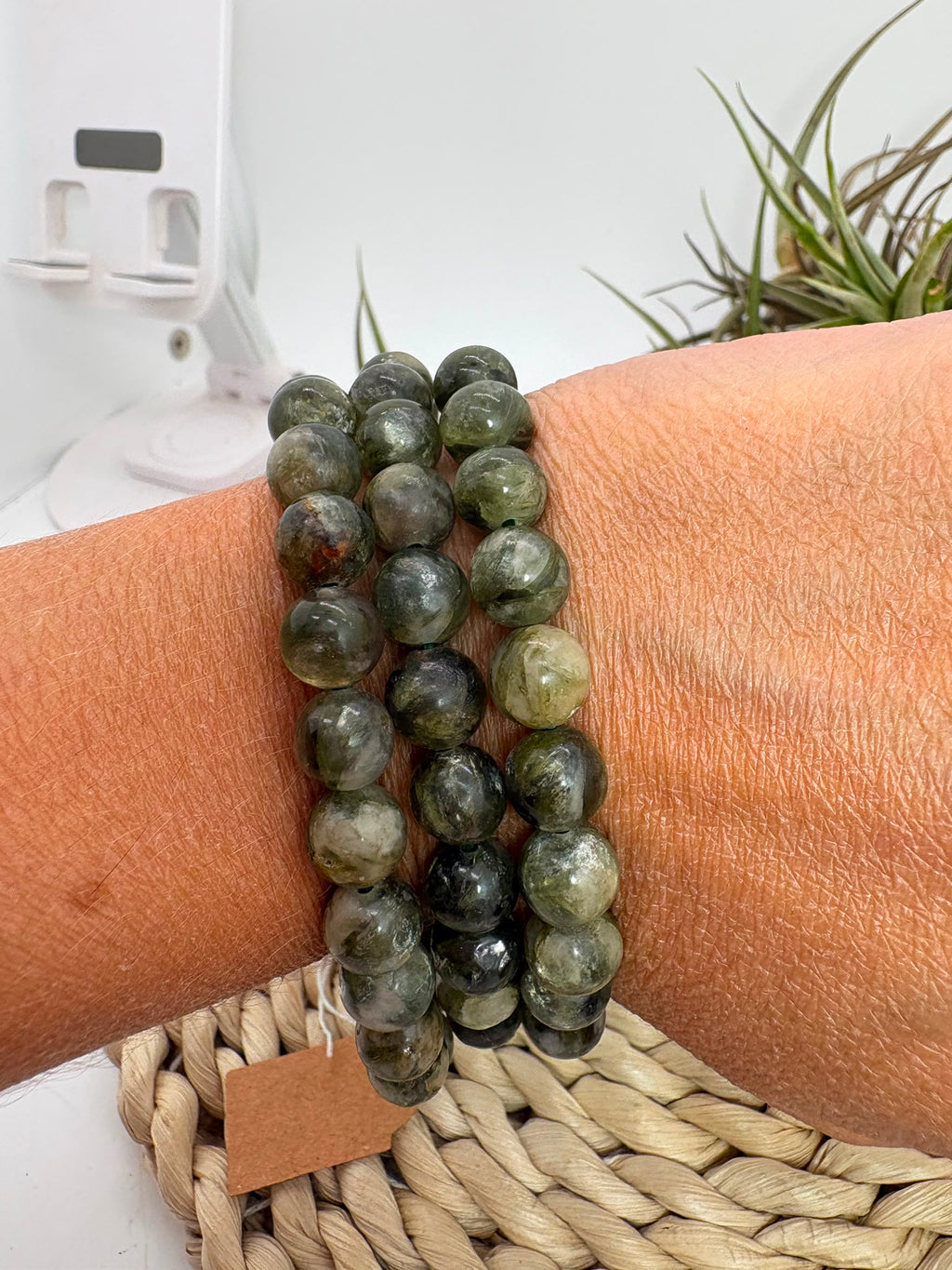 Pulsera de mica verde natural 8mm