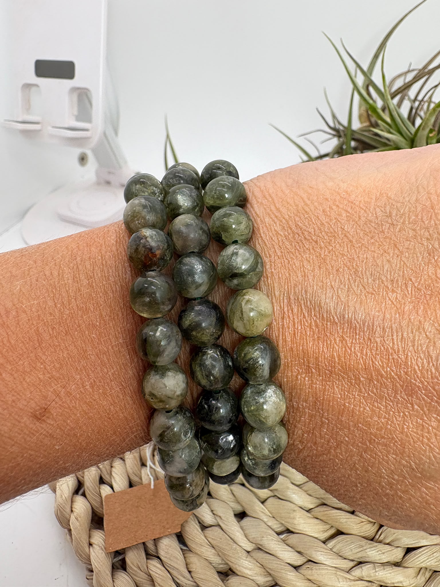 Pulsera de mica verde natural 8mm