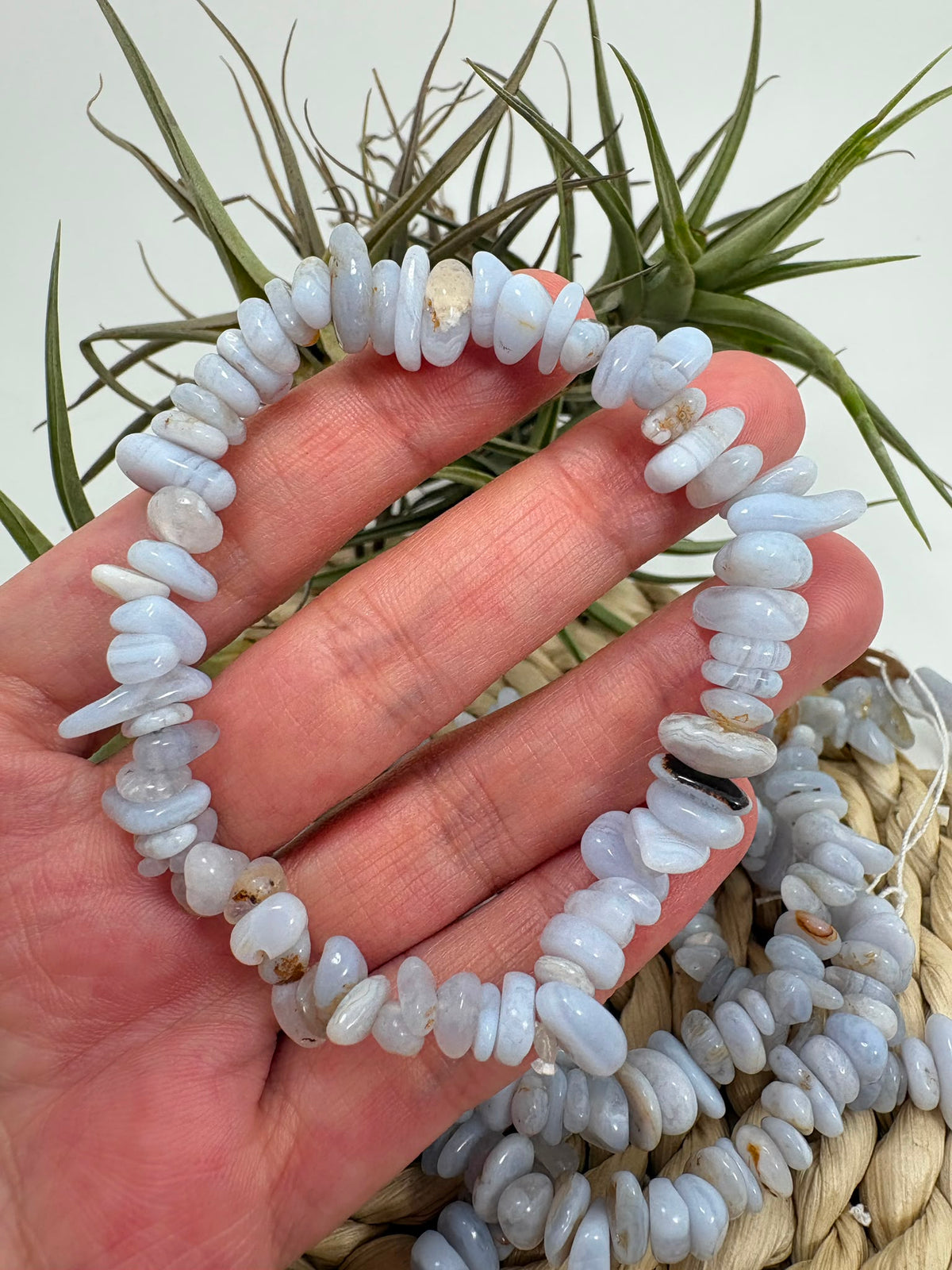 pulsera de ágata de encaje azul