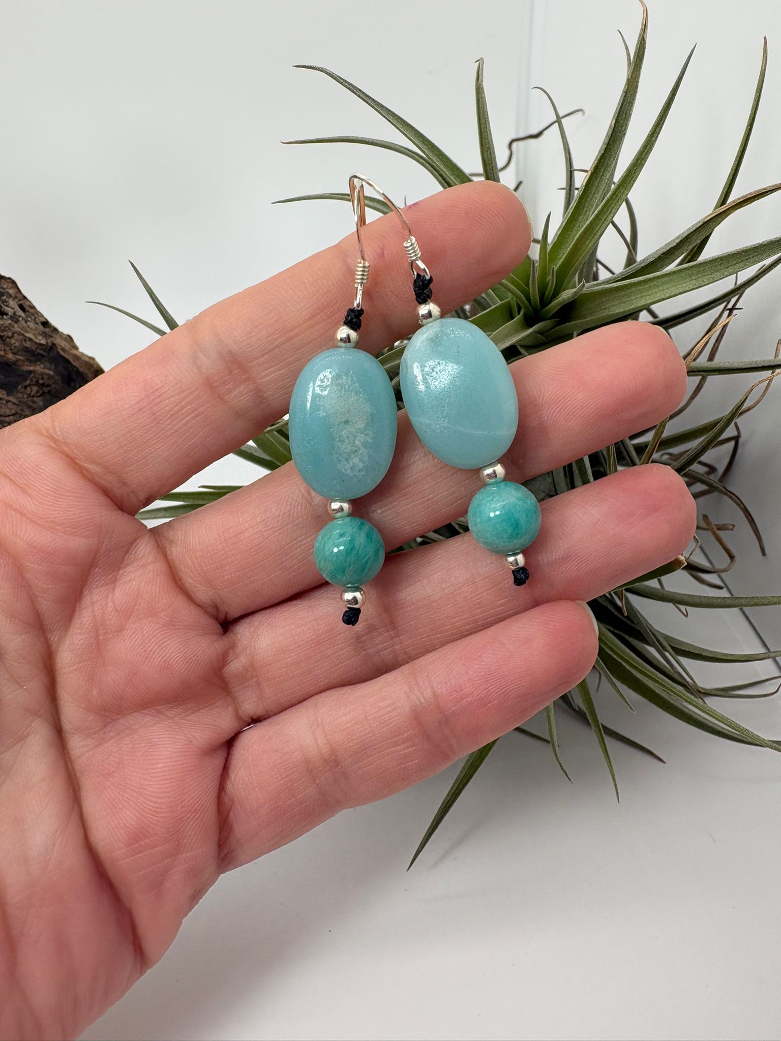 Pendientes amazonita en plata de ley