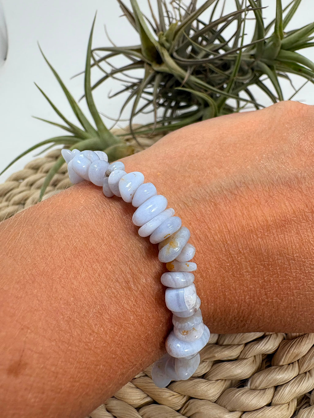 pulsera de ágata de encaje azul