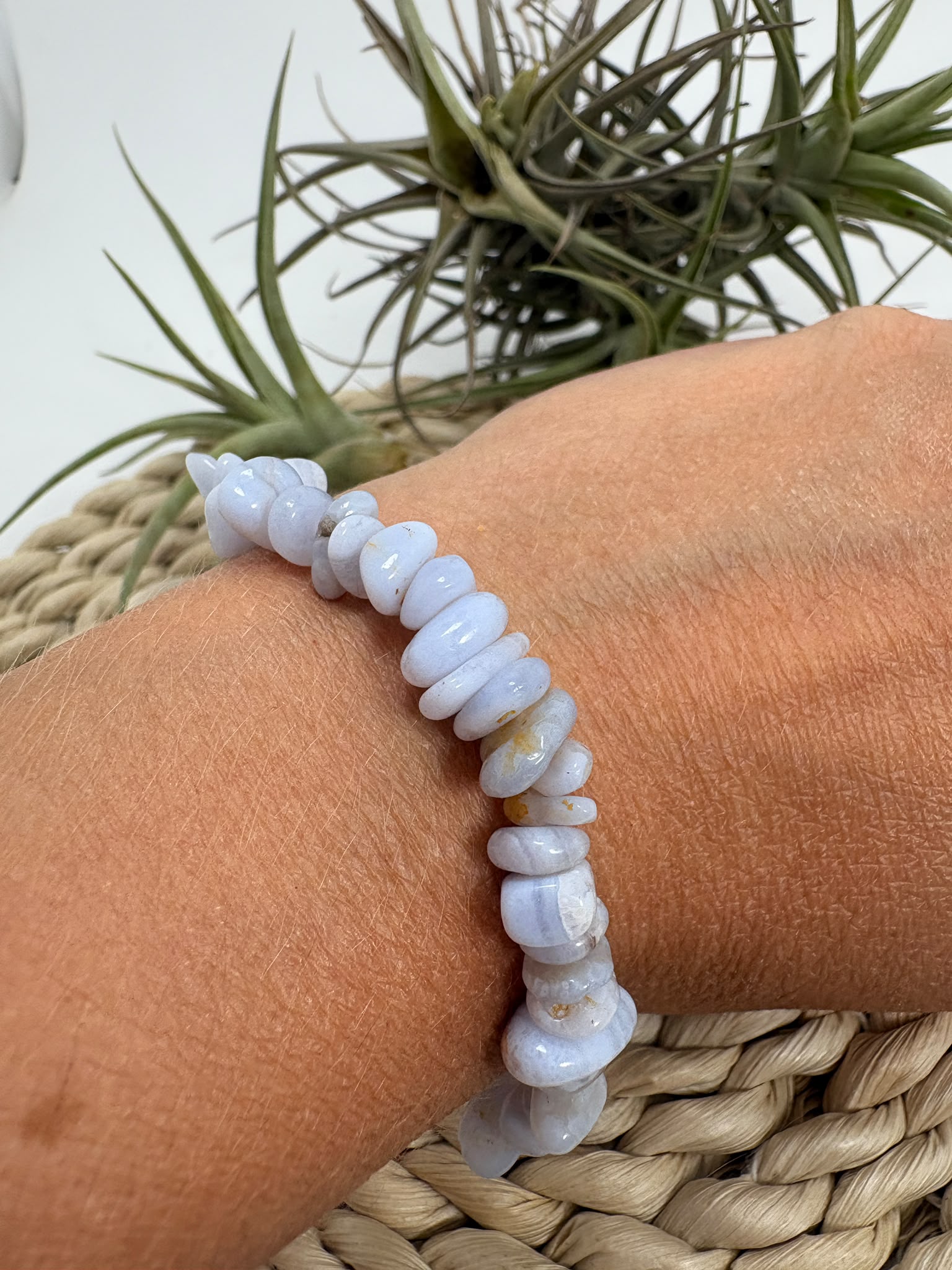 pulsera de ágata de encaje azul