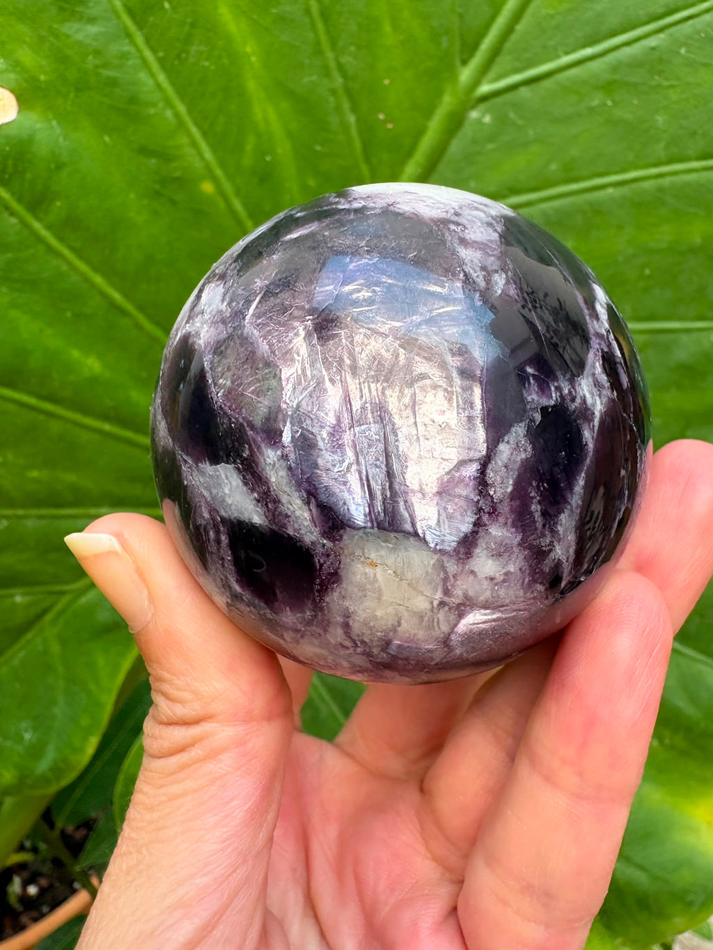 Esfera mica lepidolita natural