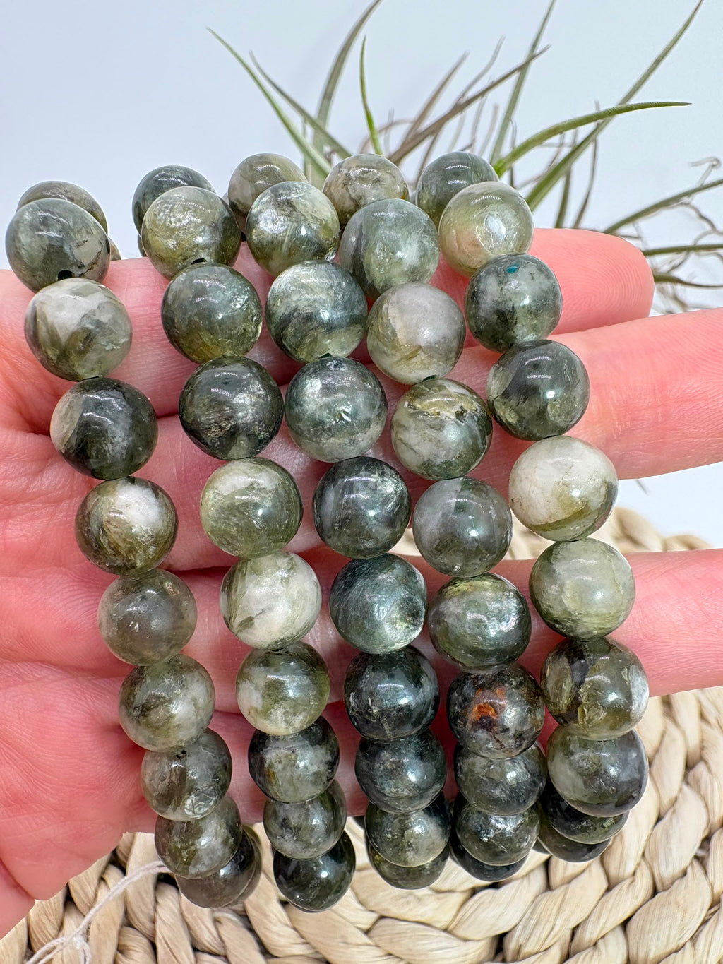 Pulsera de mica verde natural 8mm
