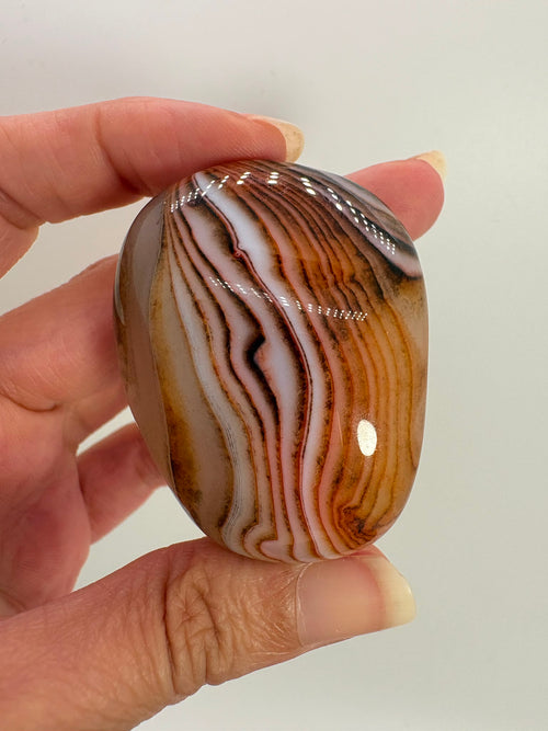 
Ágata Sardónice natural de Madagascar, pulida y de pieza única. Descubre sus elegantes bandas naturales y añade un mineral exclusivo a tu colección.