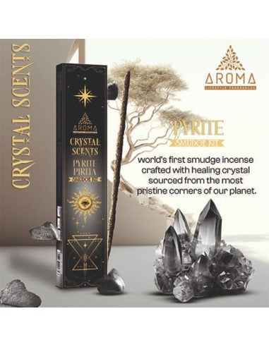 Incienso de pirita de la marca crystal, ideal para rituales de atraer dinero, abre caminos, altares y rituales.