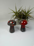 Seta de jaspe heliotropo natural pulido de 5 x 3,5 cm. Mineral único con tonos verdes y rojos, ideal para colección, decoración o regalo.